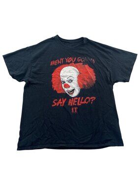 It The Movie T-Shirt Size XL Black Short Sleeve Pennywise Clown Graphic Tee